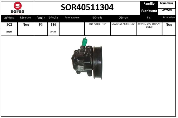 Pompe de direction assistée SEEAC SOR40511304